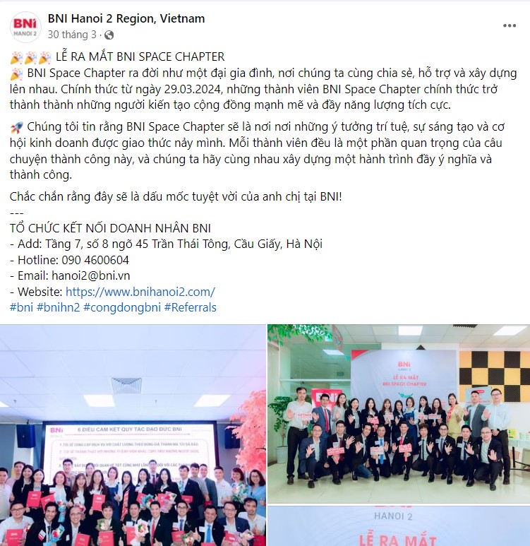 Sự kiện ra mắt BNI SPACE CHAPTER trên bản đồ BNI toàn cầu site BNI