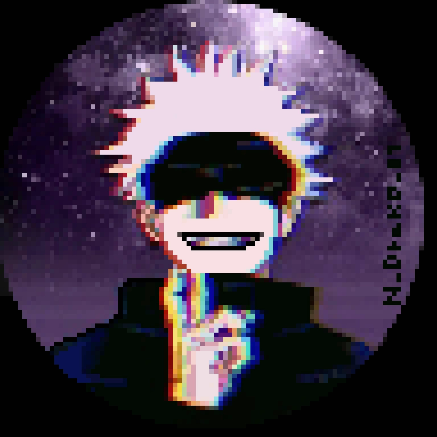 Ảnh Gojo Pixel Art PFP cho TikTok, Gojo Satoru được tái hiện dưới dạng pixel art với phong cách độc đáo, màu sắc tươi sáng và đường nét hình học sắc sảo, phù hợp làm ảnh đại diện