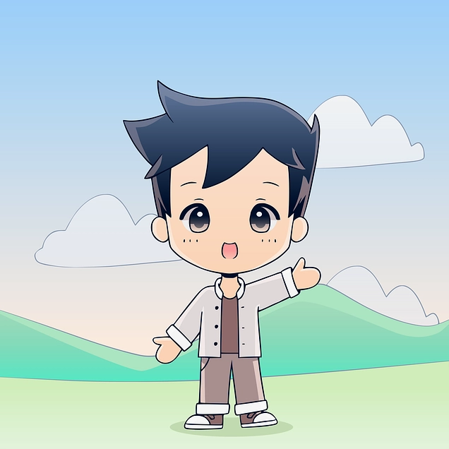 Background chibi cậu bé hoạt hình đầy cá tính