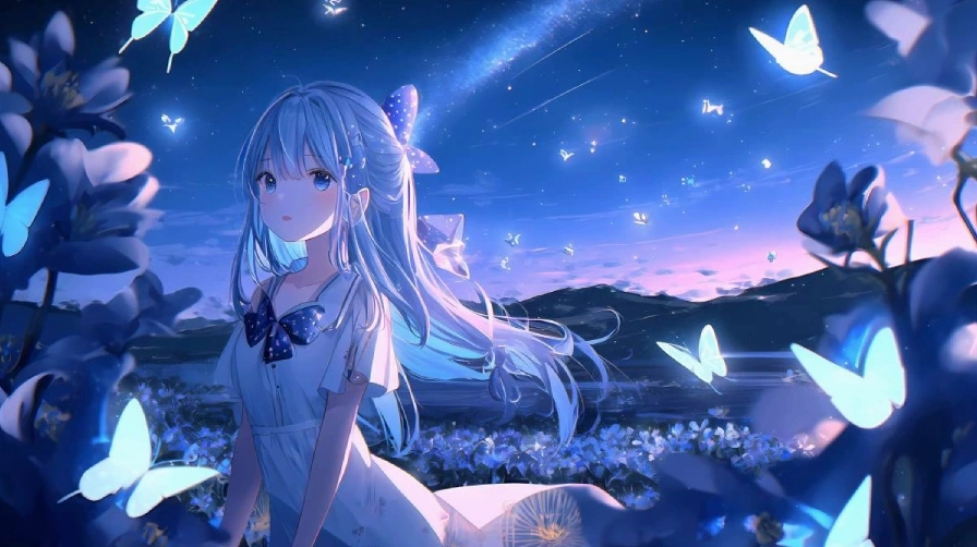 Hình nền máy tính anime cute với nhân vật nữ đang thưởng thức đồ uống trong khung cảnh nhẹ nhàng