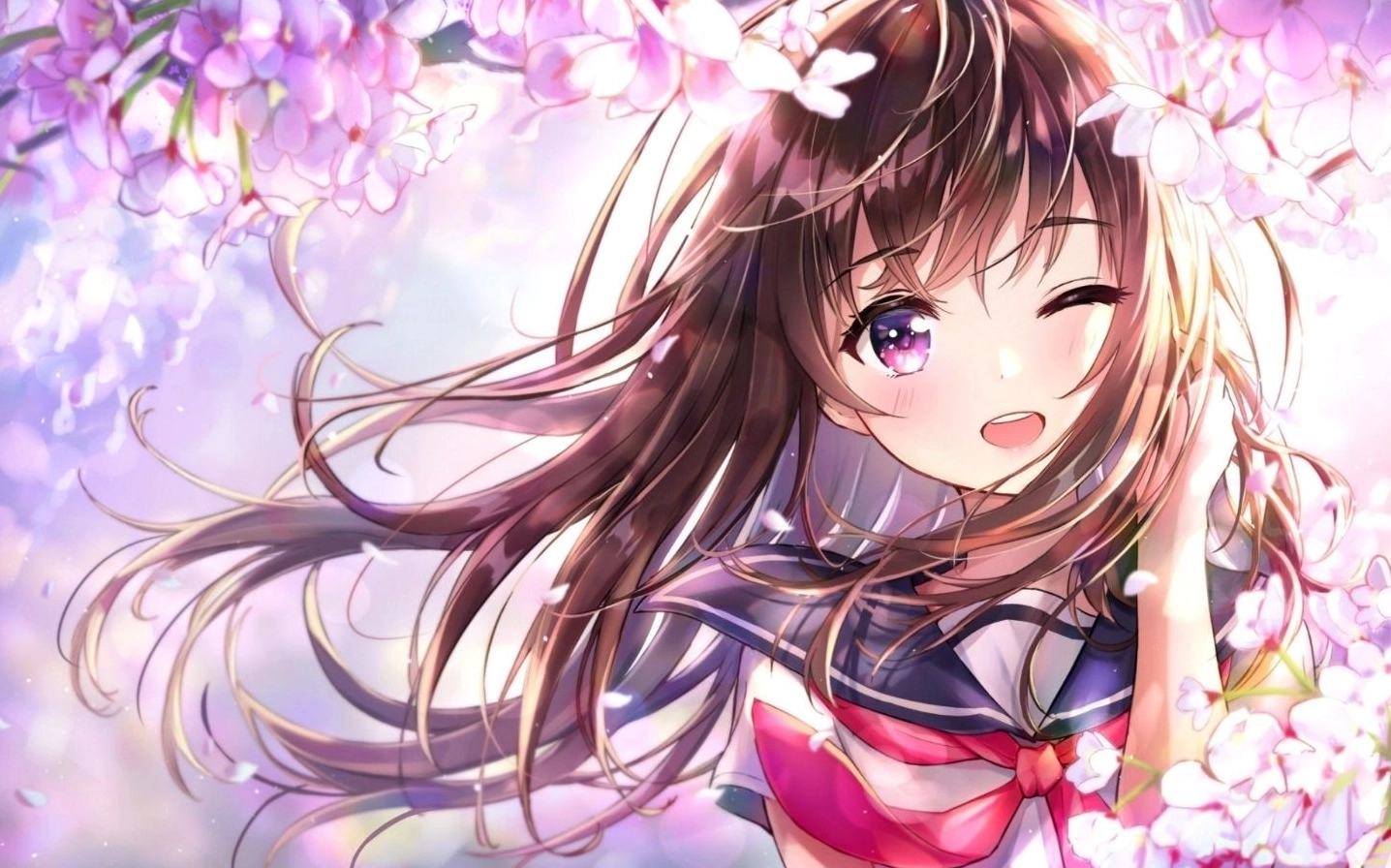 Nhân vật anime nữ với mái tóc hồng và biểu cảm cực kỳ đáng yêu