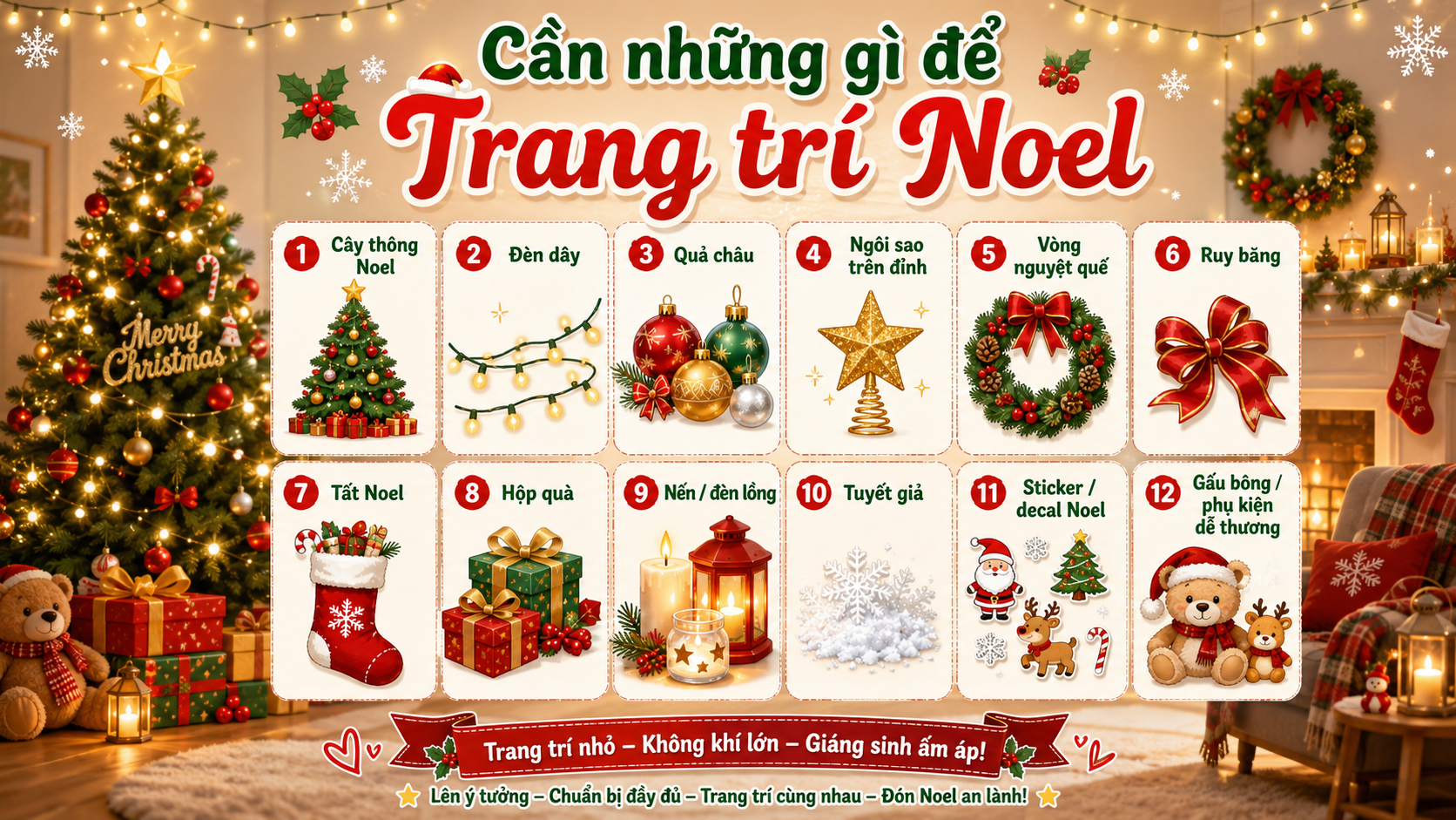 Cần chuẩn bị đồ để trang trí noel